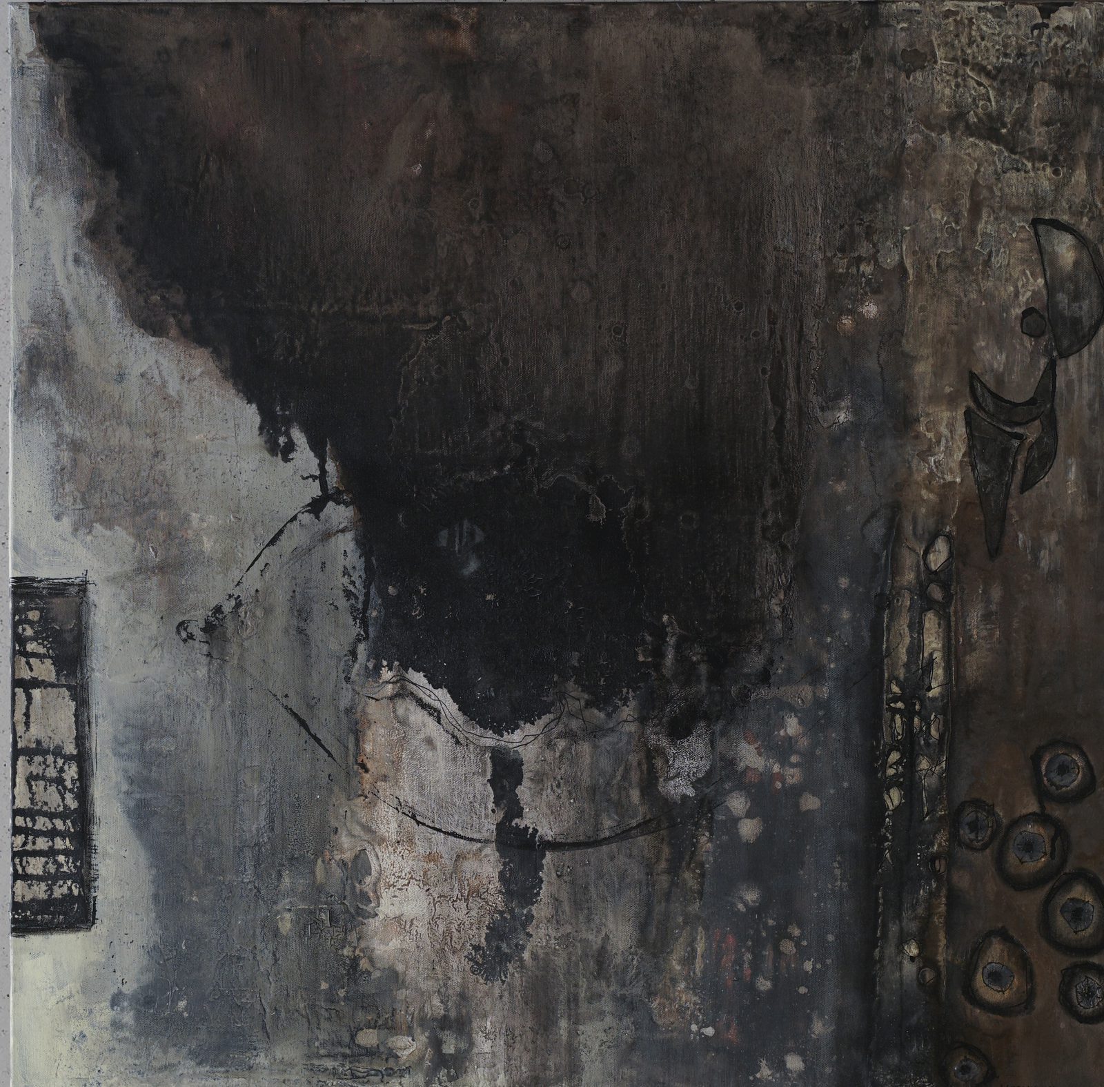 Eternal Watch (2024) by Merve Kızıl — acrylic and ink on canvas, 80 x 80 cm