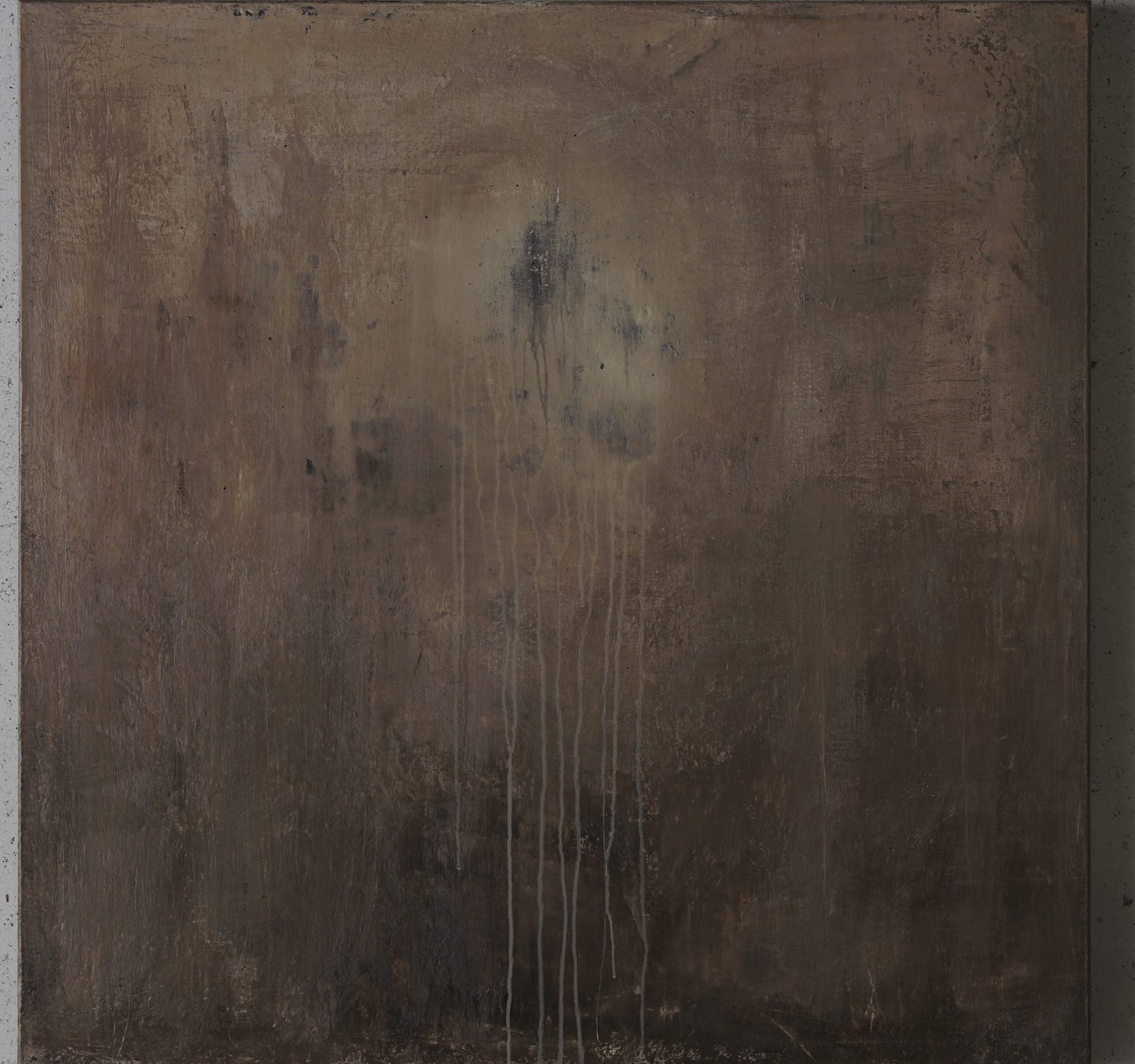What Remains (2024) by Merve Kızıl — acrylic and ink on canvas, 100 x 100 cm